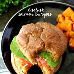 Caesar Salmon Burgers have all of the delicious classic flavors of my favorite salad in burger form!