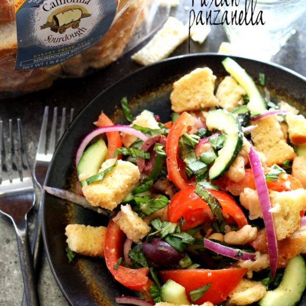 Tuscan Panzanella is a classic bread salad full of juicy tomatoes, crunchy cucumber, spicy red onion and fresh flavor!