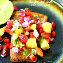 Blackened Cod topped with Fruit Salsa is an easy, light, flavorful meal bursting with fresh flavor!