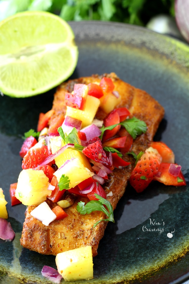 Blackened Cod topped with Fruit Salsa is an easy, light, flavorful meal bursting with fresh flavor!