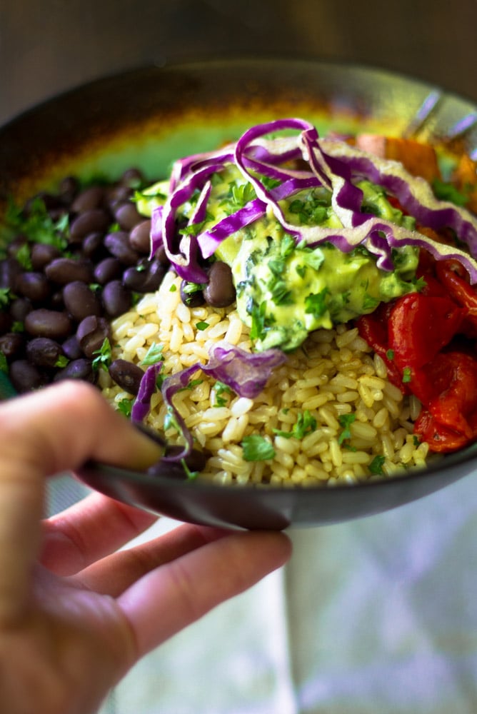 Looking for a quick, nutritious, flavorful meal? This Easy Vegetarian Buddha Bowl is ridiculously healthy, a cinch to whip up and tasty as can be!