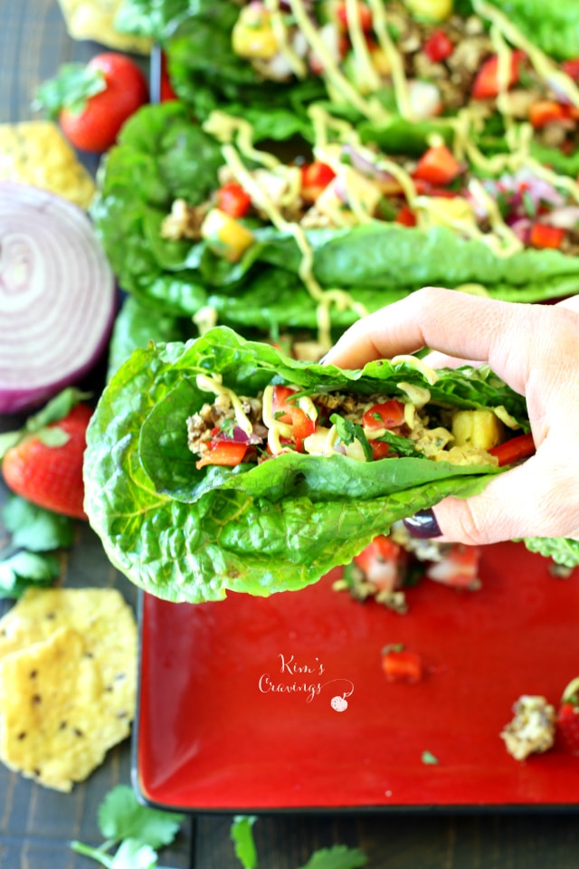 These Healthy Taco Lettuce Wraps have a secret- not only are they packed with irresistible rich flavor, but the meat marries perfectly with savory, earthy mushrooms to take these taco lettuce wraps over-the-top and will leave you begging for more!