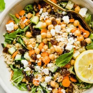 Moroccan salad with carrots, cucumber and chickpeas.