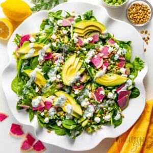Spring salad with avocado and radishes.
