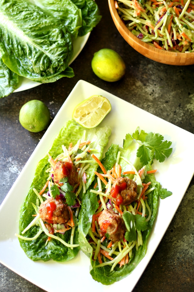 Perfect for summer entertaining, Asian Lettuce Wraps with Teriyaki Pineapple Meatballs come together quick and easy with the most delicious enticing flavors. (gluten free and all natural)