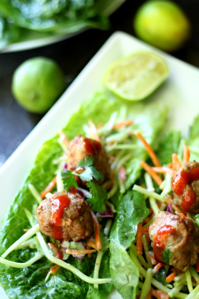 Perfect for summer entertaining, Asian Lettuce Wraps with Teriyaki Pineapple Meatballs come together quick and easy with the most delicious enticing flavors. (gluten free and all natural)