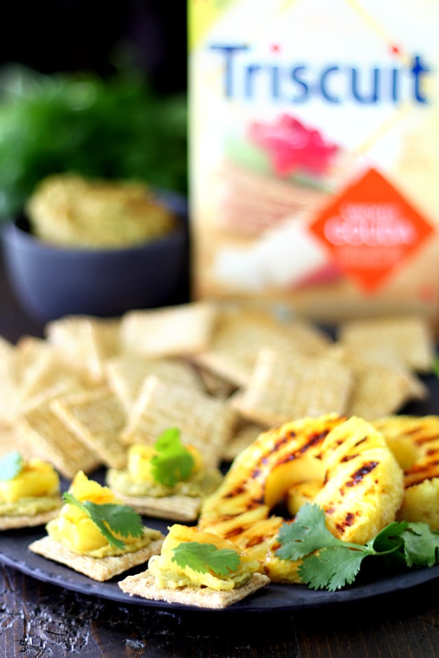 Grilled Pineapple... juicy and sweet- the absolute perfect pairing with creamy Avocado Hummus and savory TRISCUIT Crackers!