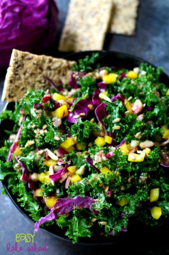 An easy kale salad full of color and loaded with nutrients to get you back on track and make you feel fabulous! (vegan and gluten free)