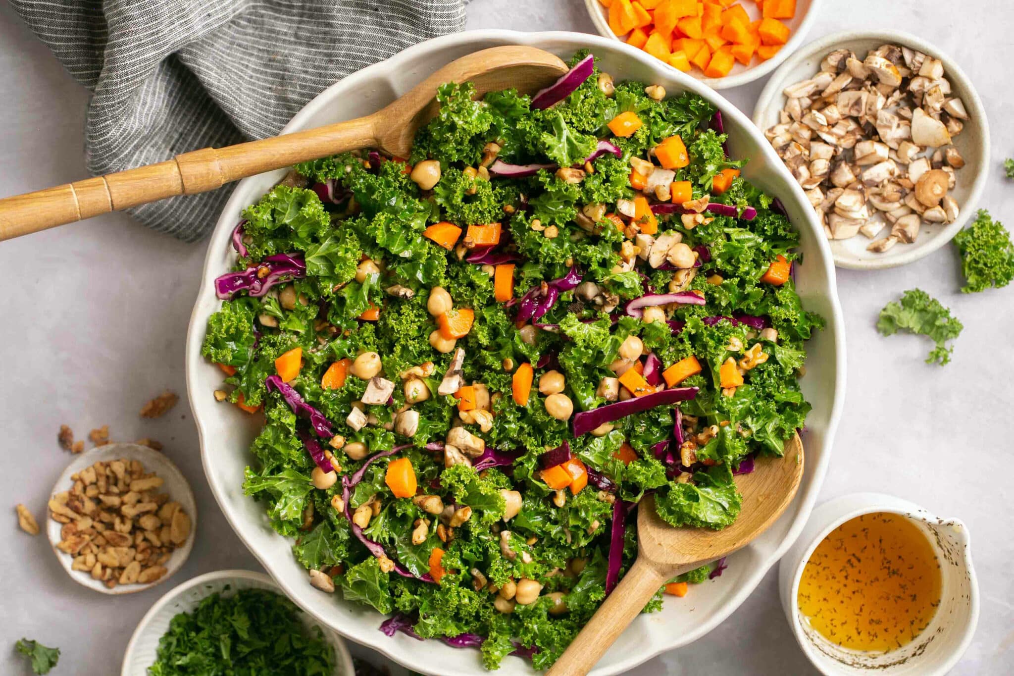Kale salad with vegetables.