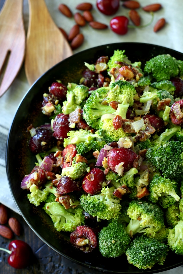 A hearty healthy cherry almond broccoli salad loaded with my favorite antioxidant-rich ingredients to make this incredibly tasty salad!
