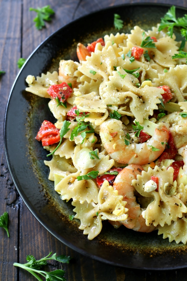 This easy shrimp pesto pasta recipe is a go-to meal when I'm short on time, but want a dinner that I know will please the whole family.