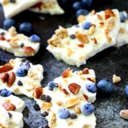Healthy Frozen Yogurt Trail Mix Bark is the perfect easy summer dessert! This tasty treat is ridiculously simple to throw together, even the kids can whip it up.
