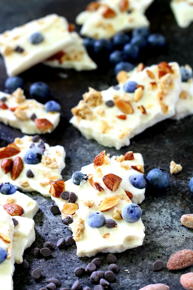 Healthy Frozen Yogurt Trail Mix Bark is the perfect easy summer dessert! This tasty treat is ridiculously simple to throw together, even the kids can whip it up. 