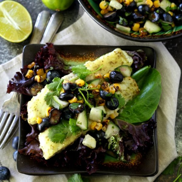 This recipe for Roasted Barramundi with Blueberry Salsa is quick and easy to make, full of healthy and antioxidant- rich ingredients, naturally-gluten free, and it's perfectly sweet and savory and delicious!