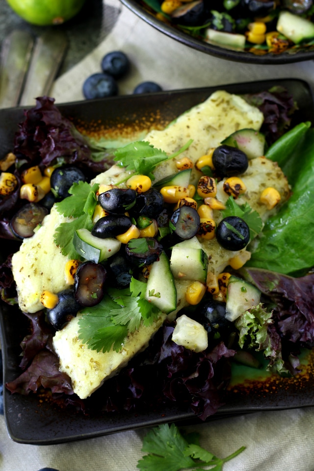 This recipe for Roasted Barramundi with Blueberry Salsa is quick and easy to make, full of healthy and antioxidant- rich ingredients, naturally-gluten free, and it's perfectly sweet and savory and delicious! 