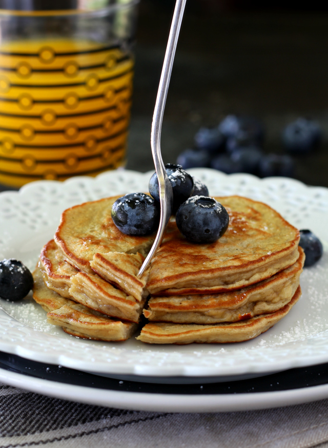 Single-serve Flourless Protein Pancakes- packed with protein, absolutely scrumptious, super healthy and ready in 5 minutes so you can have nutritious, gluten free pancakes at a moment’s notice!