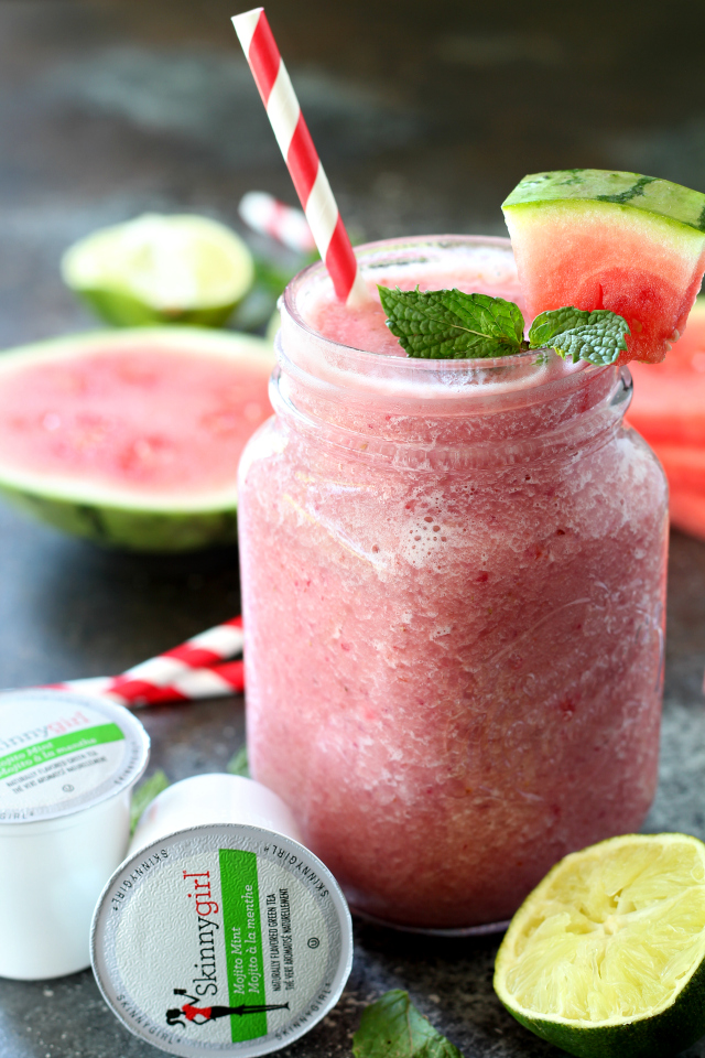 Mojito Mint Green Tea Watermelon Smoothie- a refreshing, hydrating and a healthy way to start the day.