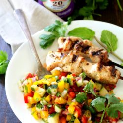 This Israeli Salad With Red Bell Vinaigrette is so pretty, colorful, refreshing and zesty. Essentially summer in a bowl!