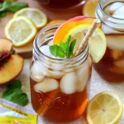 Cold and refreshing, this Peach Lemon Iced Tea is absolutely the BEST way to beat the heat!