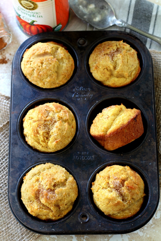 These Gluten Free Pumpkin Banana Muffins are so scrumptious that you'd never guess they're healthy! Whipped up in less than 5 minutes, they make the perfect fall-inspired breakfast or snack.