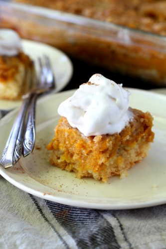 You guys know I have a thing for pumpkin. But nothing can satisfy my pumpkin cravings like my Grandma's Pumpkin Pie Dessert Squares aka my family's VERY favorite dessert. Seriously so yum!