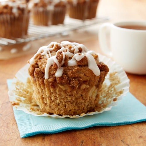 Apple Coffee Cake Muffins- Ahhhh, apple, cinnamon, pecans, and brown sugar. When the mornings get a little longer, why not bake this fall-time treat that rewards you for lingering over the morning coffee?