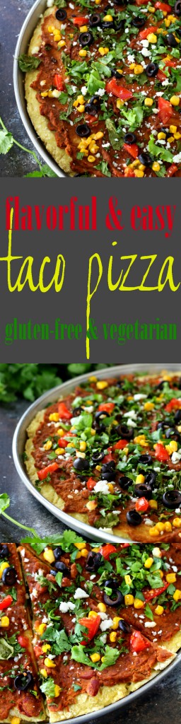Lots of yummy flavor in this Gluten-Free Taco Pizza! All of your favorite taco ingredients combine atop a gluten-free pizza crust for an amazing dinner!