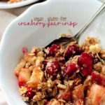 Healthy Cranberry Pear Crisp served in a white bowl