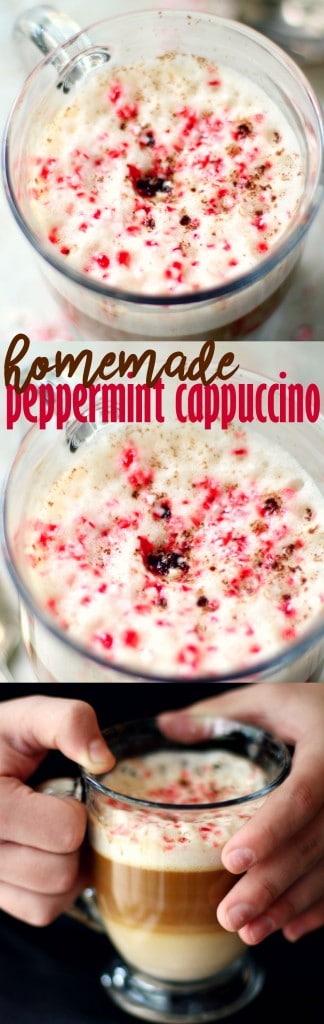 Simple Homemade Peppermint Cappuccino from scratch! Creamy, minty and customizable to taste. The perfect cozy drink for chilly winter days.