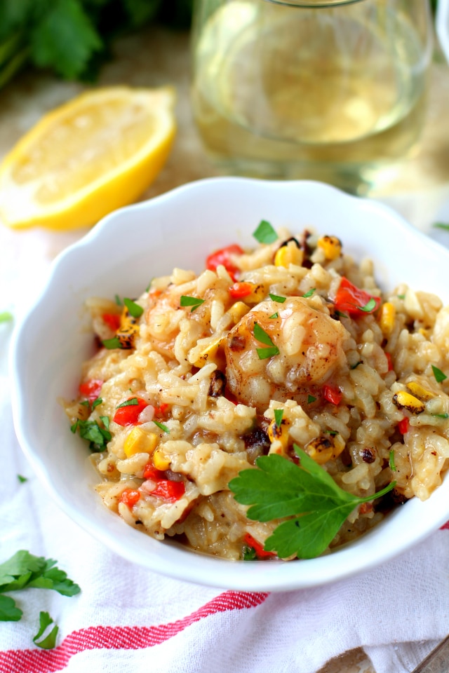 The perfect protein-rich comfort food, this Easy Dairy Free Shrimp Risotto is creamy, hearty and insanely delicious!