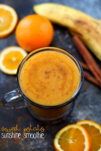 Sweet Potato Sunshine Smoothie- a simple wintery mix, packed with creaminess, vibrance, nutrients and a whole lot of yum!