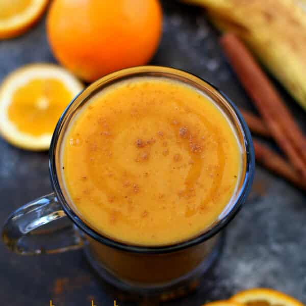 Sweet Potato Sunshine Smoothie- a simple wintery mix, packed with creaminess, vibrance, nutrients and a whole lot of yum!