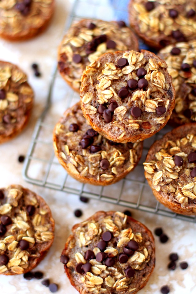 These soft, chewy, texture-filled baked banana oatmeal cups are naturally gluten-free (make sure your oats are certified GF), kid-friendly and totally customizable.