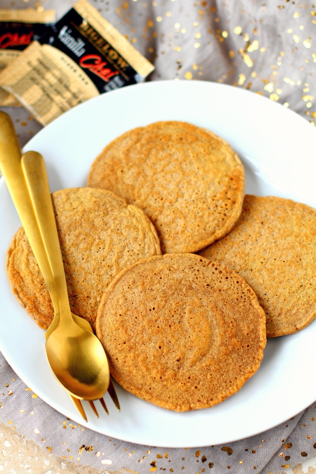 These gluten-free vanilla chai tea pancakes are loaded with pure comfort, warming spices and will give you that warm fuzzy feel good feeling!