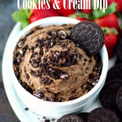 This Healthier Cookies and Cream Dip is so easy, delicious and absolutely perfect for dunking those delicious Oreo cookies!