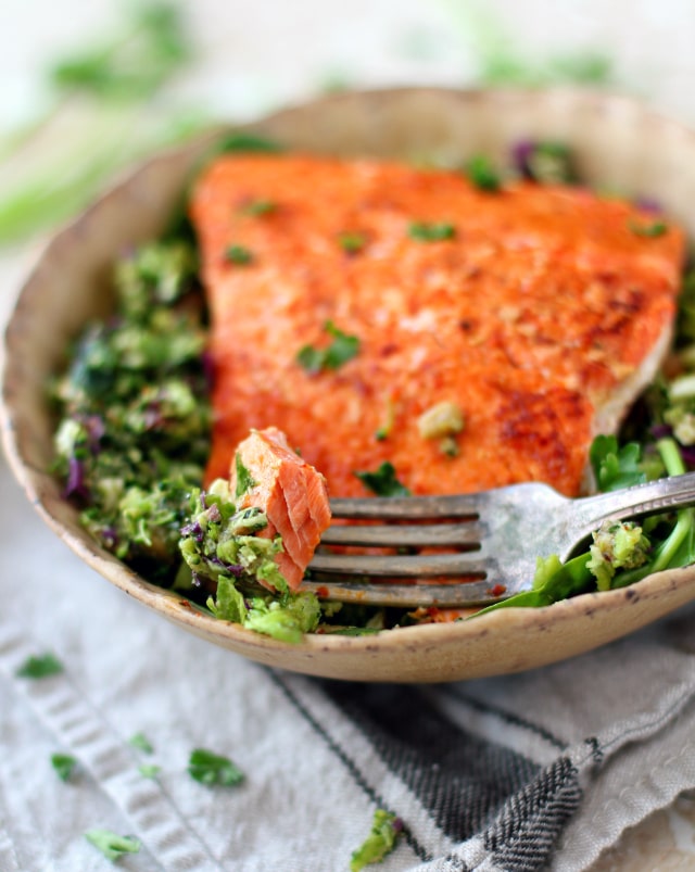 Pan-fried salmon makes a weeknight meal that is easy enough for the busiest of nights while being elegant enough for entertaining.