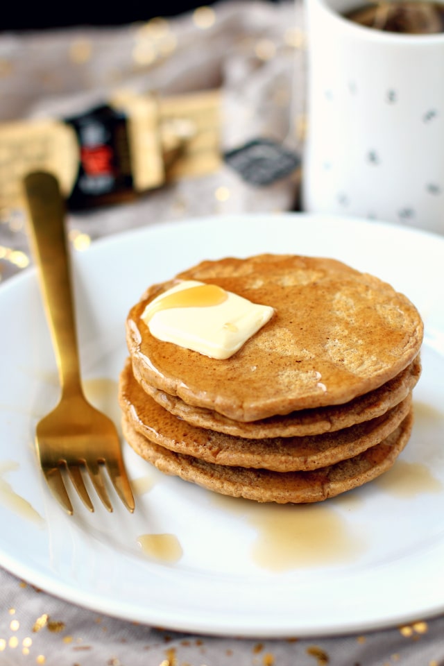 These gluten-free vanilla chai tea pancakes are loaded with pure comfort, warming spices and will give you that warm fuzzy feel good feeling!