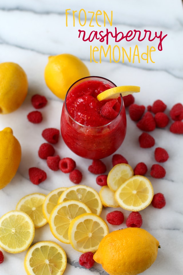 Sweet, tangy and wonderfully refreshing Frozen Raspberry Lemonade with just 4 ingredients, made completely from scratch. No frozen concentrate here!