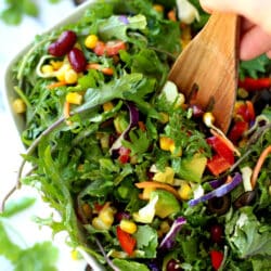 Southwestern Kale Salad with Creamy Avocado Dressing - healthy, crunchy and loaded with delicious flavor. Totally, an avocado-lovers DREAM!