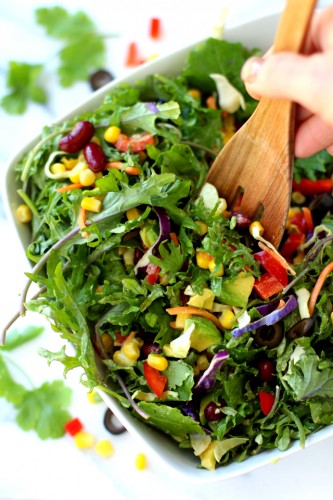 Southwestern Kale Salad with Creamy Avocado Dressing - healthy, crunchy and loaded with delicious flavor. Totally, an avocado-lovers DREAM!
