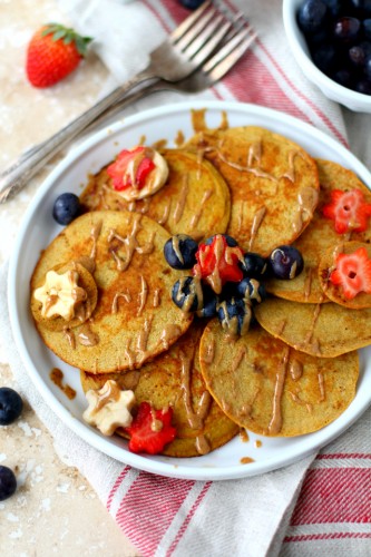 The best coconut flour pancakes ever - made from healthy, filling, nutritious ingredients to satisfy your urge to stack, drizzle and eat without all the sugar and refined flour! {paleo & gluten-free}