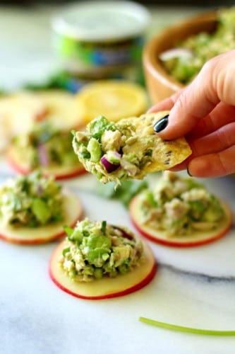 Skip the mayo and try this Easy Avocado Tuna Salad! It's super flavorful, easy to make and a much healthier alternative to your favorite classic tuna salad recipe!