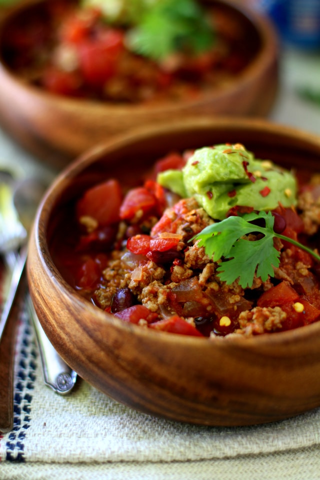 This Easy Chipotle Turkey Chili is hearty, healthy, with a kick of spice! Gluten-free, paleo-friendly and made with simple ingredients you probably already have on-hand.