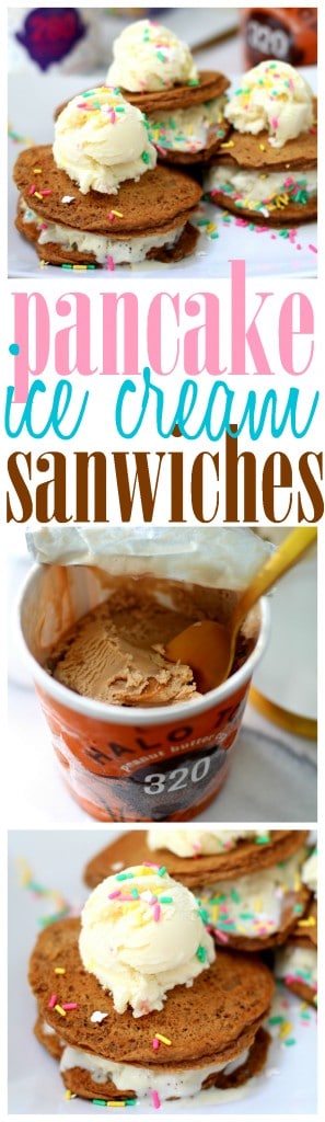 It's the ultimate in brunch foods - Pancake Ice Cream Sandwiches! And, guess what? This seemingly indulgent breakfast meal is actually healthy!! (gluten-free)