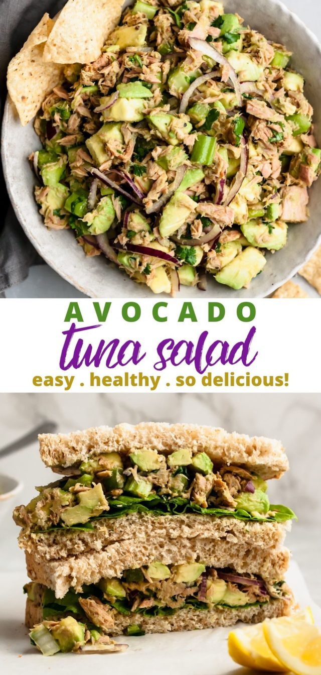 making an avocado tuna salad sandwich