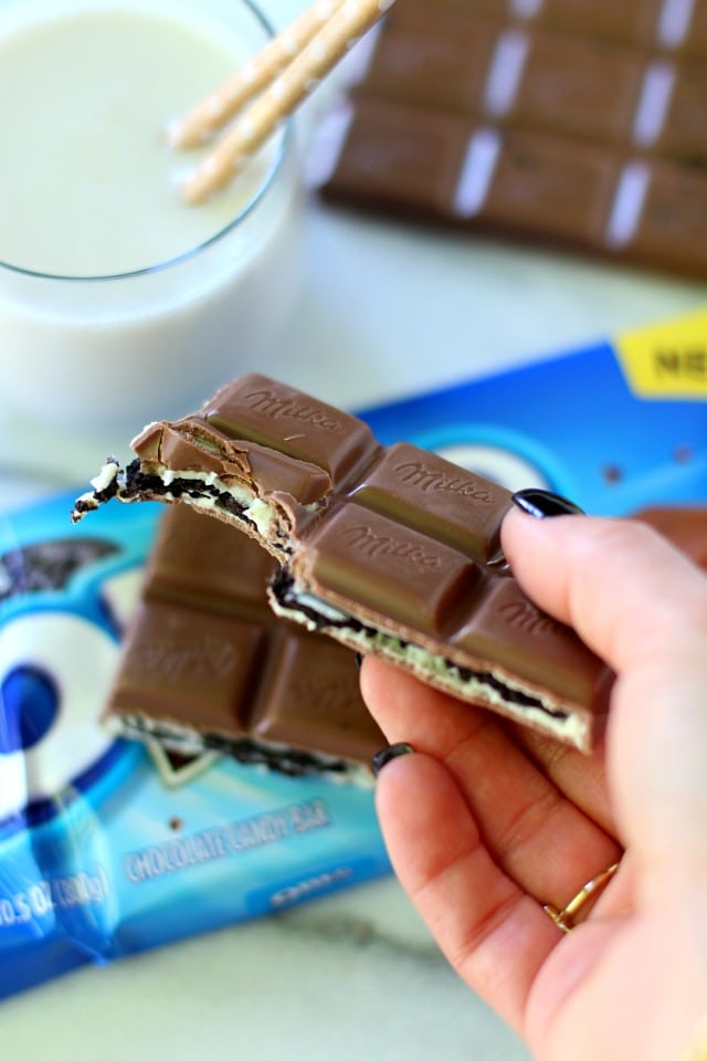 MILKA OREO Chocolate is so rich and creamy... oh and you're just going to love the OREO bits and vanilla creme inside. The combination of chocolate and OREO is seriously a dessert lover's dream.
