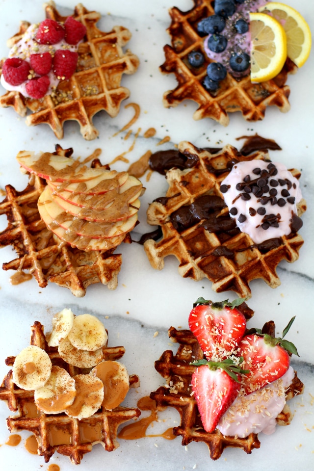 The best-ever fluffy yogurt protein waffles require just 4 ingredients, 10 minutes and 1 bowl. They are thick, soft, perfectly sweet, buttery and perfect! Made naturally gluten-free, so just about everyone can enjoy!