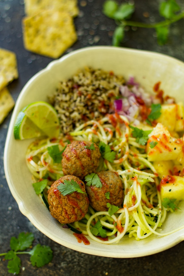 Make these Hawaiian Meatball Meal Prep Bowls ahead of time and you'll have FOUR work lunches ready and waiting!