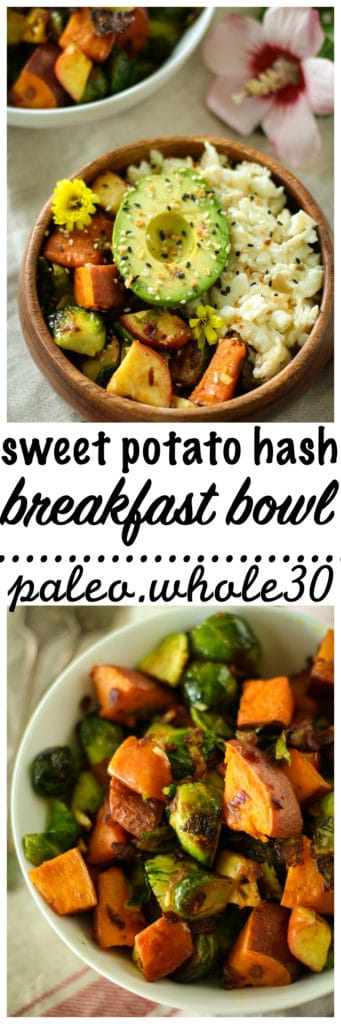 This Paleo Sweet Potato Hash Breakfast Bowl a.k.a. My Favorite Whole30 Breakfast has only 5 ingredients, but is loaded with flavor! Easy, delicious, and healthy! Whole30, gluten free, dairy free, and a great way to start the day!