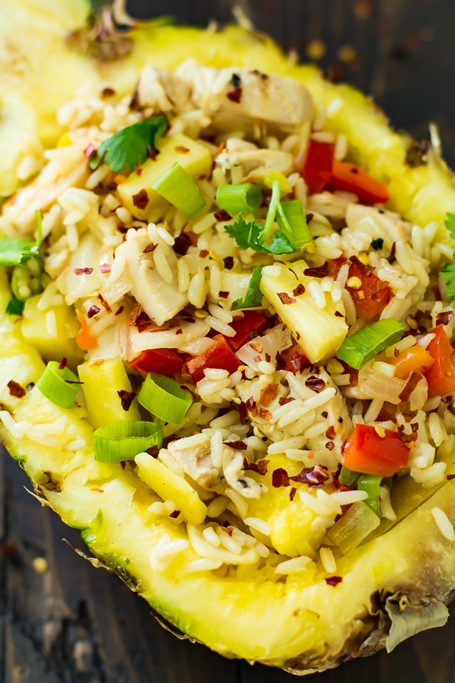 This Hawaiian Chicken Fried Rice is a family favorite for busy evenings! Super easy, healthy and oh so yummy! Plus, just look at that color!